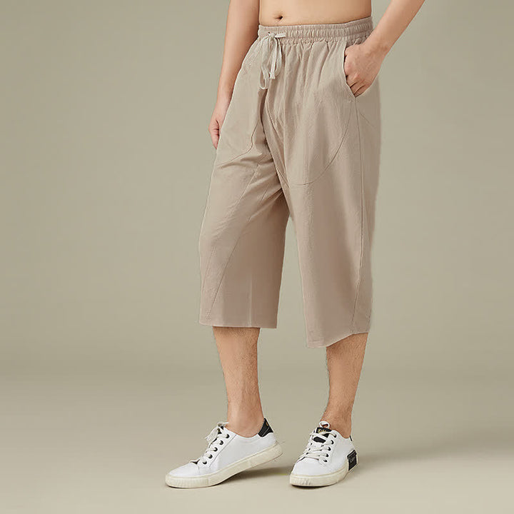 Buddha Stones Casual Solid Color Leisure Cotton Men's Tapered Pants With Pockets - image 10