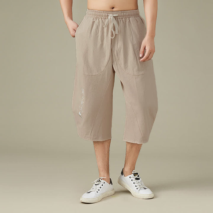 Buddha Stones Casual Solid Color Leisure Cotton Men's Tapered Pants With Pockets - Wheat - US/UK/AU54，EU64 (9XL) - image 8