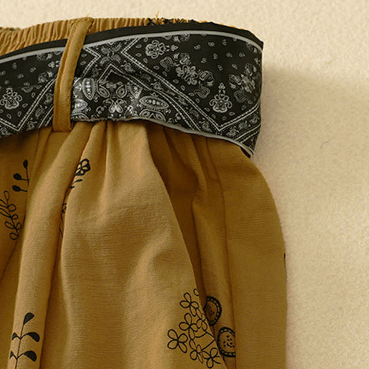Buddha Stones Summer Casual Vintage Drawstring Floral Ankle Pants Women's Wide Leg Pants With Pocket - image 7