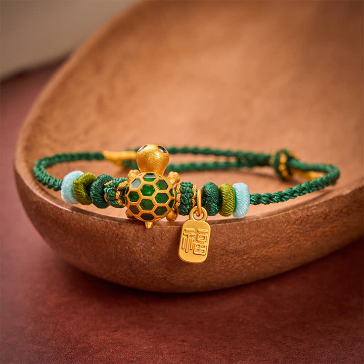 Buddha Stones Hand-Woven Red String Turtle Fu Character Endurance Bracelet - image 2