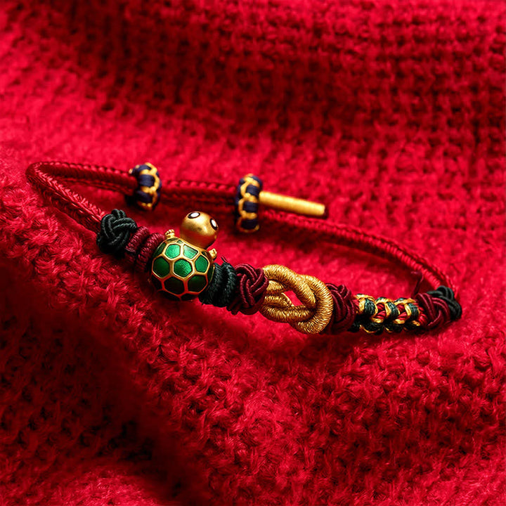 Buddha Stones Hand-Woven Copper Turtle Red String Protection Bracelet - image 12