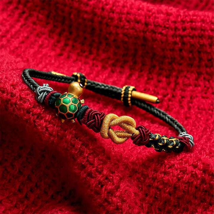 Buddha Stones Hand-Woven Copper Turtle Red String Protection Bracelet - image 3