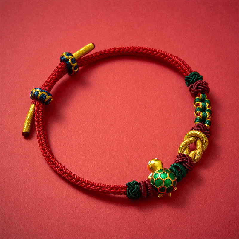 Buddha Stones Hand-Woven Copper Turtle Red String Protection Bracelet - image 10