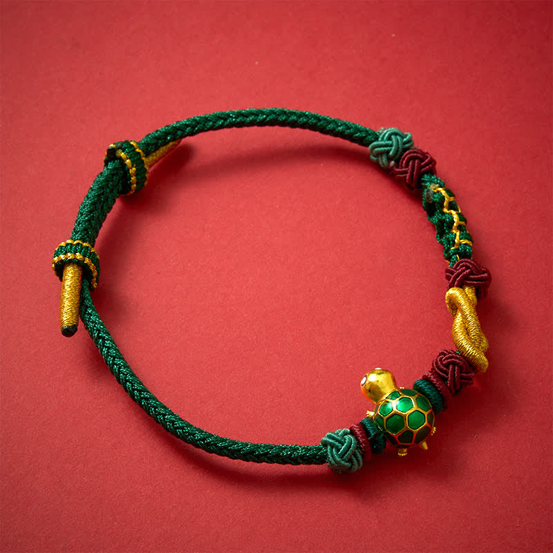 Buddha Stones Hand-Woven Copper Turtle Red String Protection Bracelet - image 1