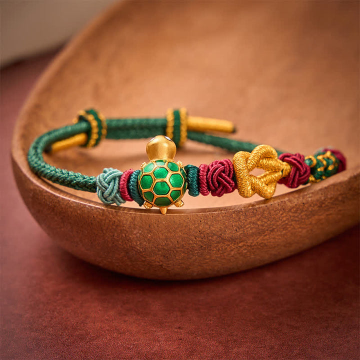 Buddha Stones Hand-Woven Copper Turtle Red String Protection Bracelet - image 2