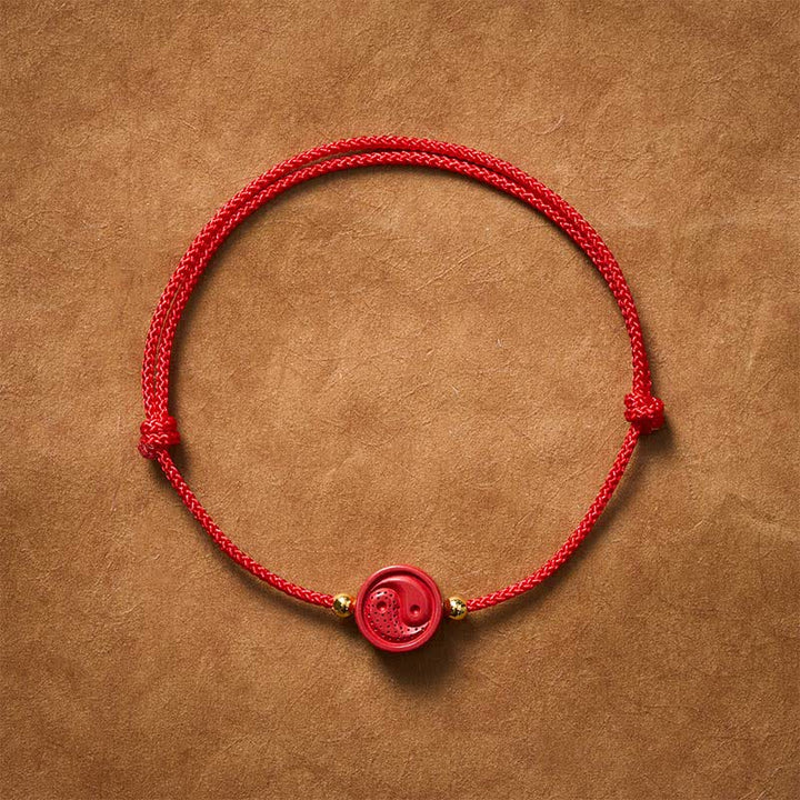 Buddha Stones Yin Yang Red String Balance Bracelet - 5.9–6.7 in (15–17 cm) - image 0