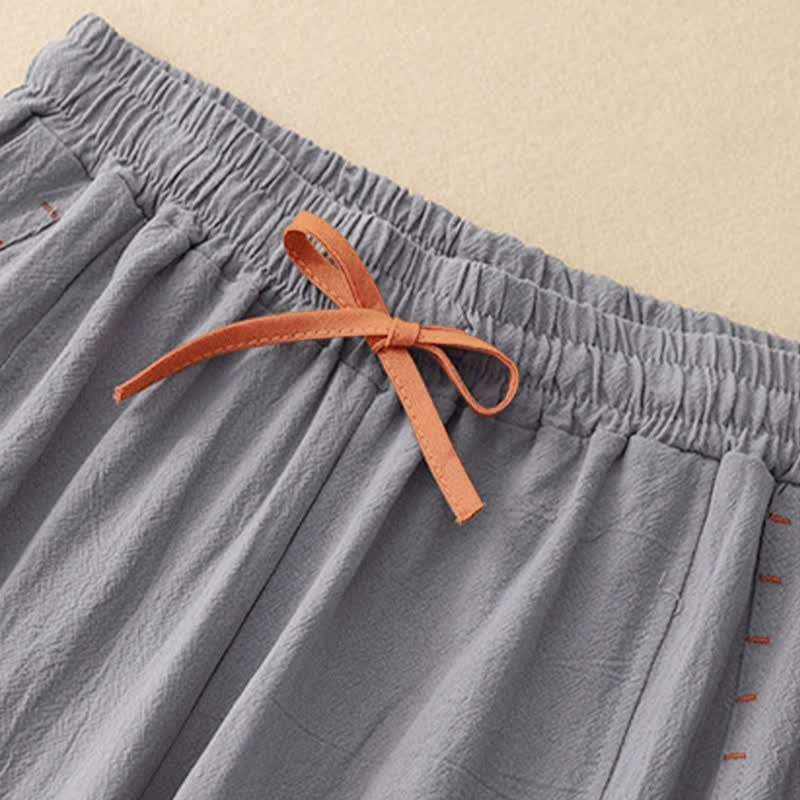 Buddha Stones Casual Simple Design Drawstring Split Women's Wide Leg Pants With Pockets - image 16