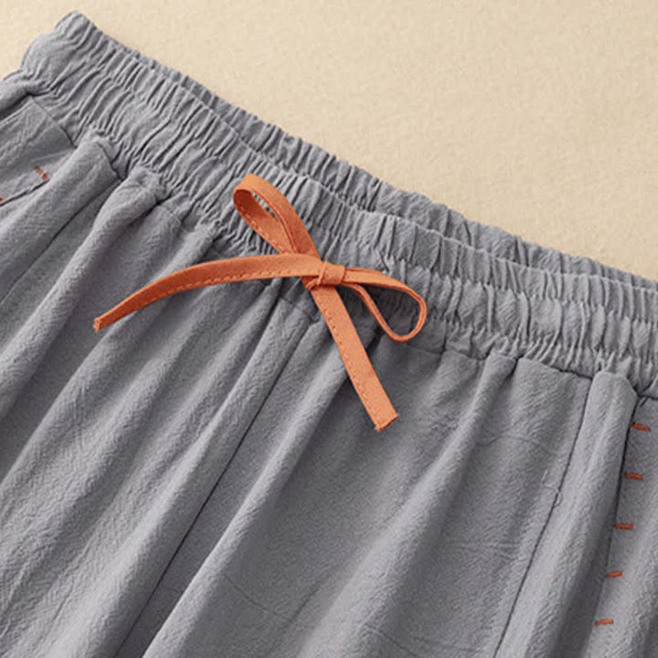 Buddha Stones Casual Simple Design Drawstring Split Women's Wide Leg Pants With Pockets - image 16