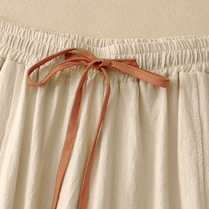 Buddha Stones Casual Simple Design Drawstring Split Women's Wide Leg Pants With Pockets - image 7