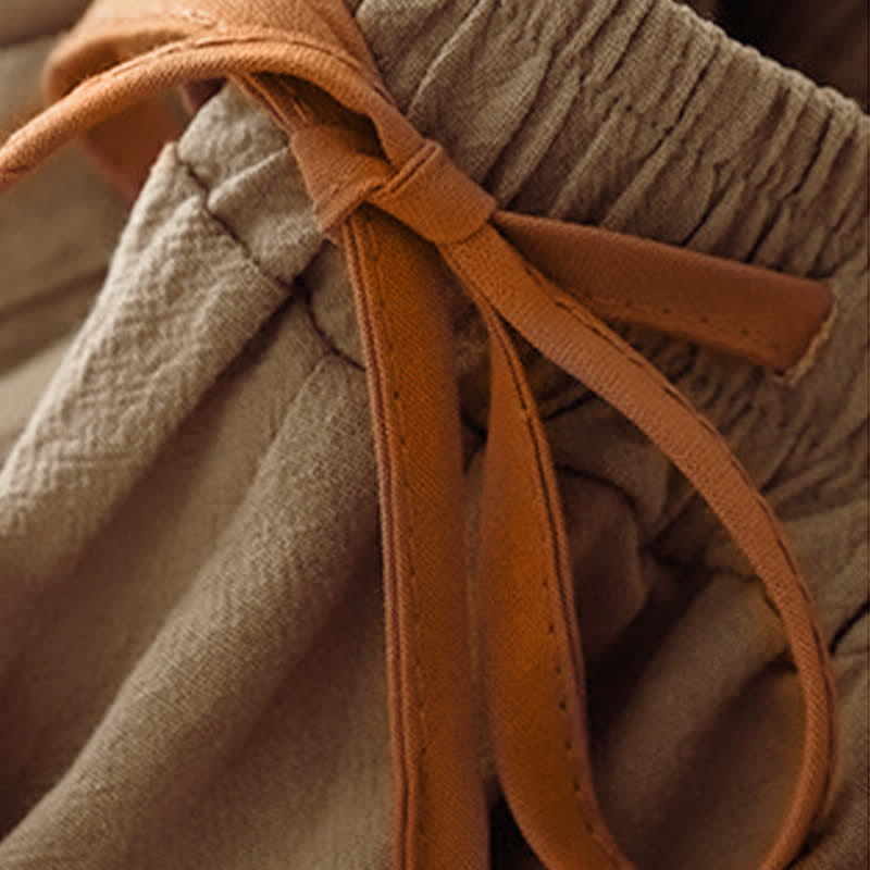 Buddha Stones Casual Simple Design Drawstring Split Women's Wide Leg Pants With Pockets - image 2