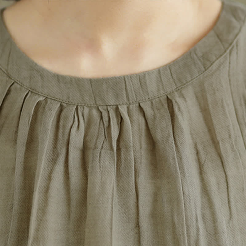 Buddha Stones Summer Wrinkles Simple Design Crew Neck Women's Sleeveless Vest Waistcoat - image 5