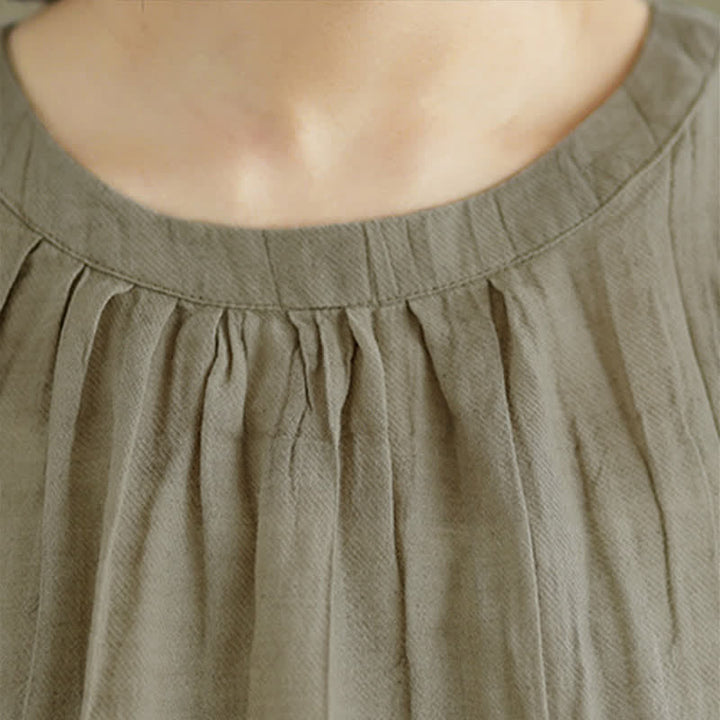 Buddha Stones Summer Wrinkles Simple Design Crew Neck Women's Sleeveless Vest Waistcoat - image 5