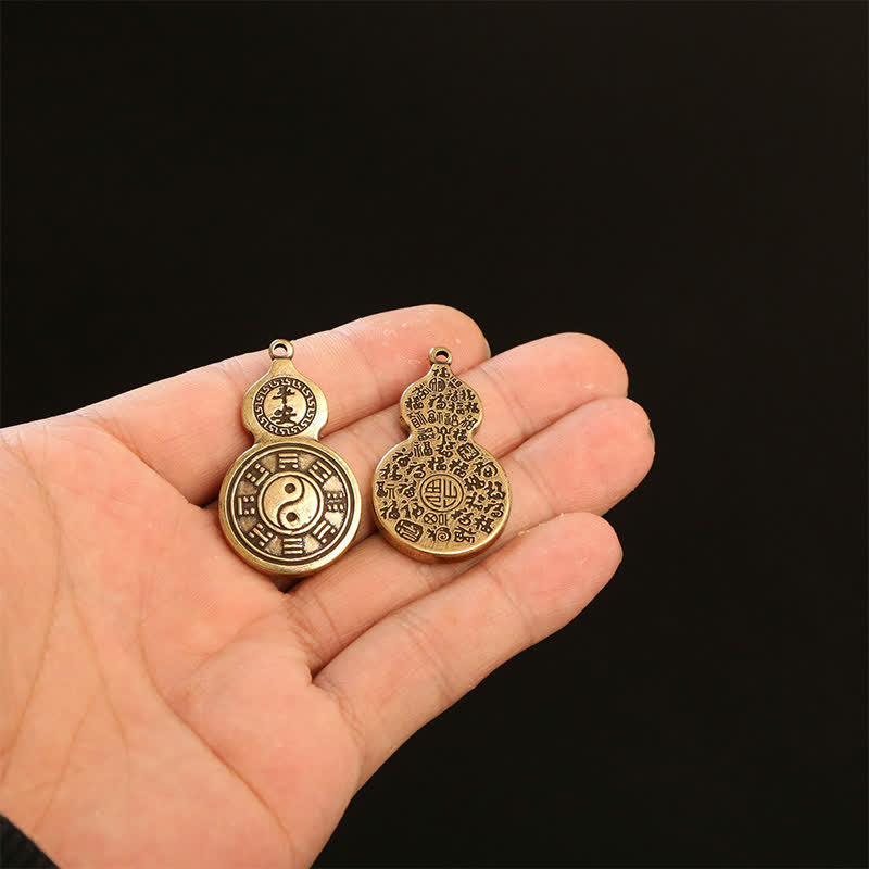 Buddha Stones Brass Bagua Gourd Pi Xiu Five Emperor Coins Pendant Protection Amulet Keychains - image 15
