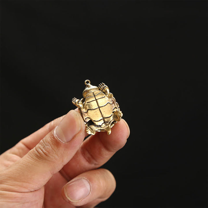 Buddha Stones Articulated Brass Turtle Prosperity Charm Keychains - image 12