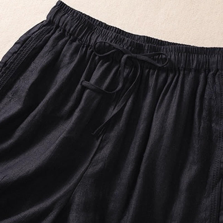 Buddha Stones Casual Floral Embroidery Pattern Drawstring Women's Shorts With Pockets - image 5