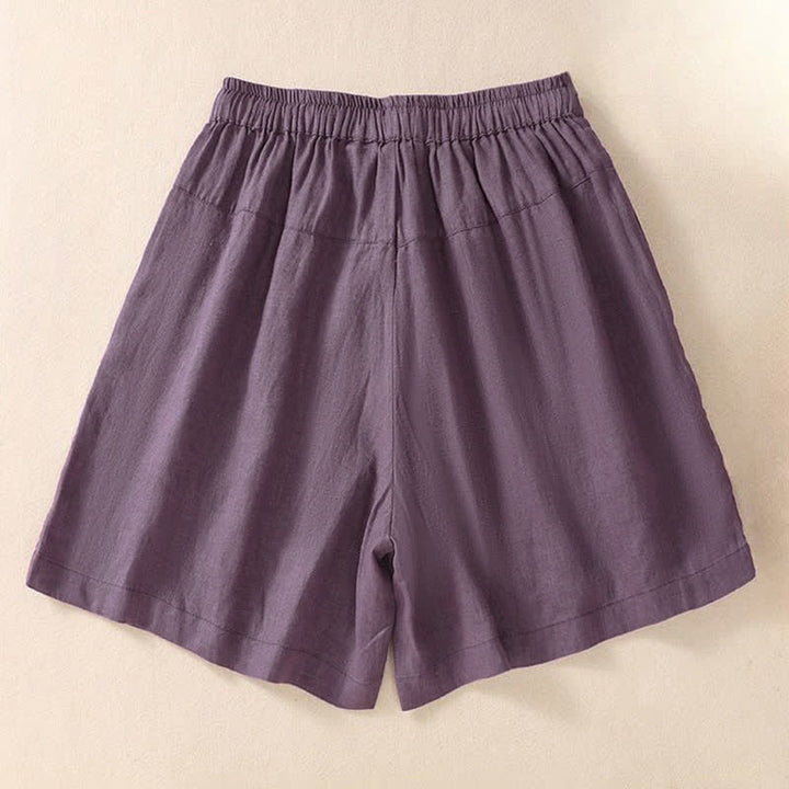 Buddha Stones Casual Floral Embroidery Pattern Drawstring Women's Shorts With Pockets - image 1