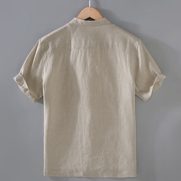 Buddha Stones Vintage Plain Tang Suit Chinese Frog-Button Men's Shirt With Pockets - image 1