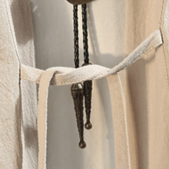 Buddha Stones Spring Summer Casual Vintage Embroidery Crane Men's Elbow-Length Sleeve Kimono - image 27