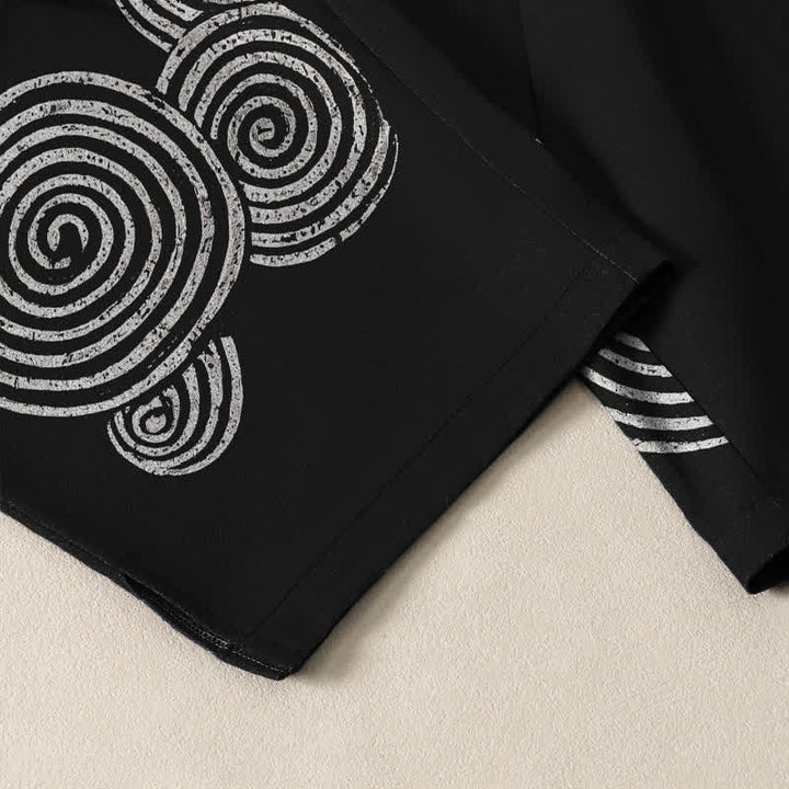 Buddha Stones Pure Cotton Concentric Spiral Pattern Drawstring Men's Tapered Pants With Pockets - image 5