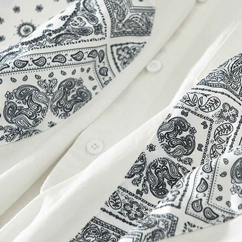 Buddha Stones Fall Casual Vintage Button-Up Paisley Cotton Men's Long Sleeve Shirts With Patch Pocket - image 12