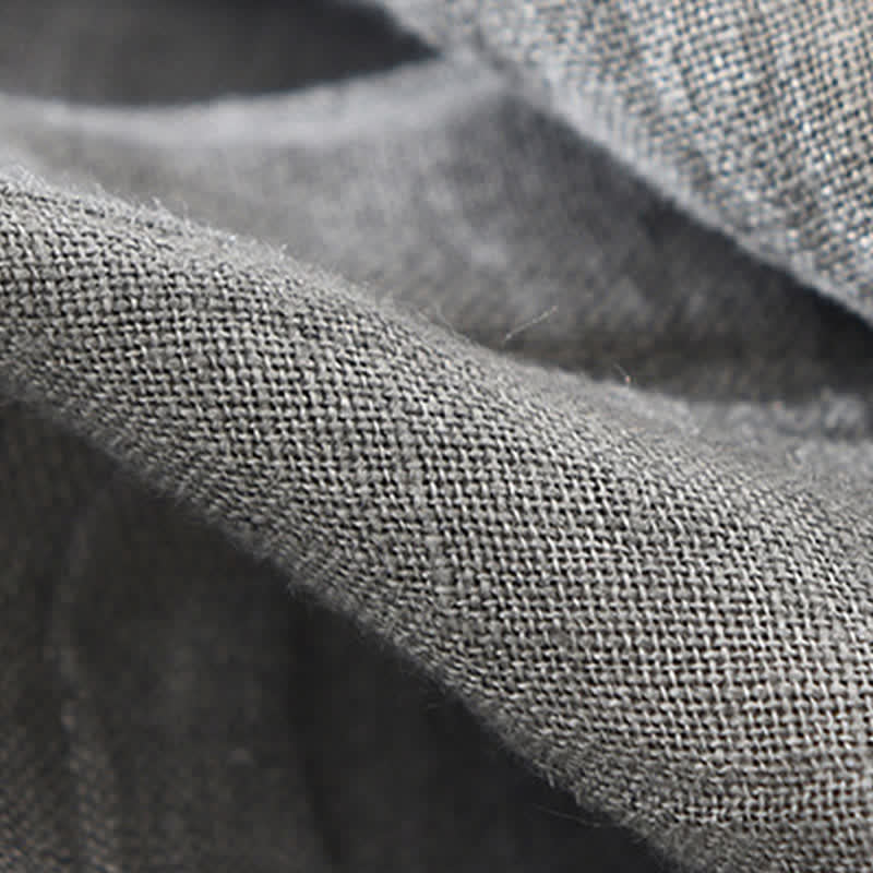 Buddha Stones Spring Casual Button-Up Solid Linen Men's Long Sleeve Shirts - image 13