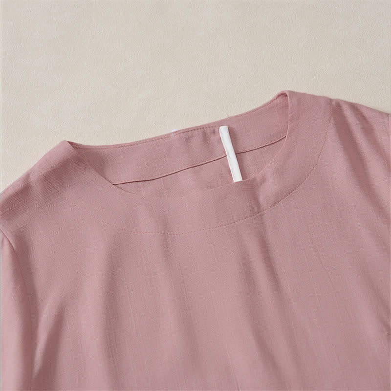 Buddha Stones Summer Casual Minimalist Crew Neck Solid Cropped Women's Short  Sleeve T-Shirts - image 9