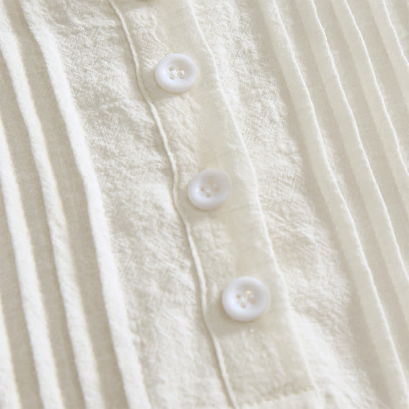 Buddha Stones Summer Casual Minimalist Button-Up Solid Cotton Women's Short Sleeve Shirts - image 28