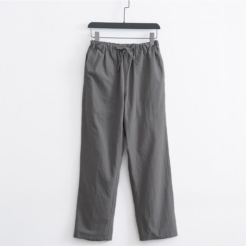 Buddha Stones Men's Solid Color Cotton Casual Drawstring Pants With Pockets - LightGrey - US/UK/AU44，EU54 (4XL)  - image 12