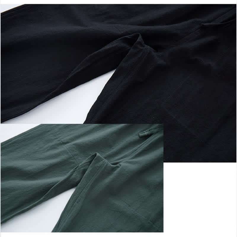 Buddha Stones Men's Solid Color Cotton Casual Drawstring Pants With Pockets - image 6