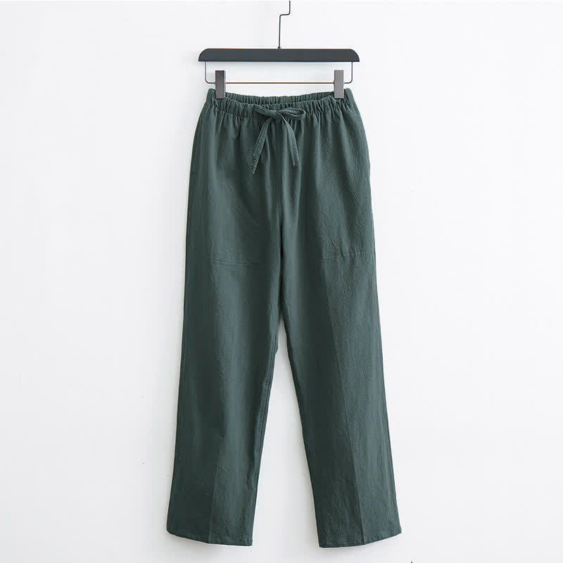 Buddha Stones Men's Solid Color Cotton Casual Drawstring Pants With Pockets - DarkGreen - US/UK/AU44，EU54 (4XL)  - image 10