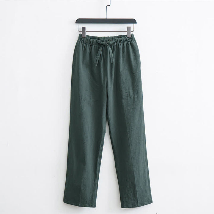 Buddha Stones Men's Solid Color Cotton Casual Drawstring Pants With Pockets - DarkGreen - US/UK/AU44，EU54 (4XL)  - image 10