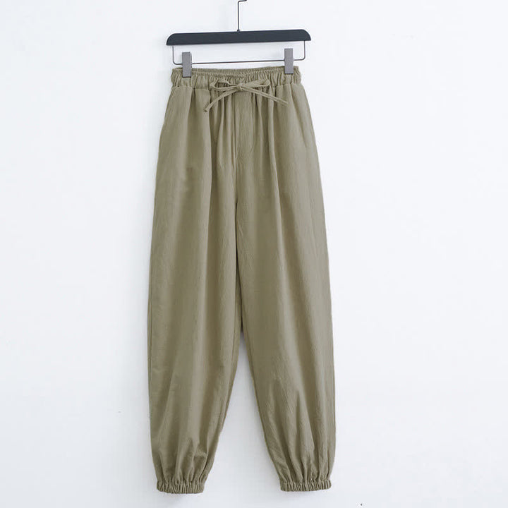 Buddha Stones Solid Color Cotton Casual Men's Harem Pants With Pockets - DarkKhaki - US/UK/AU44，EU54 (4XL) - image 6