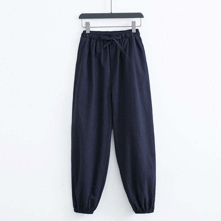 Buddha Stones Solid Color Cotton Casual Men's Harem Pants With Pockets - MidnightBlue - US/UK/AU44，EU54 (4XL) - image 7