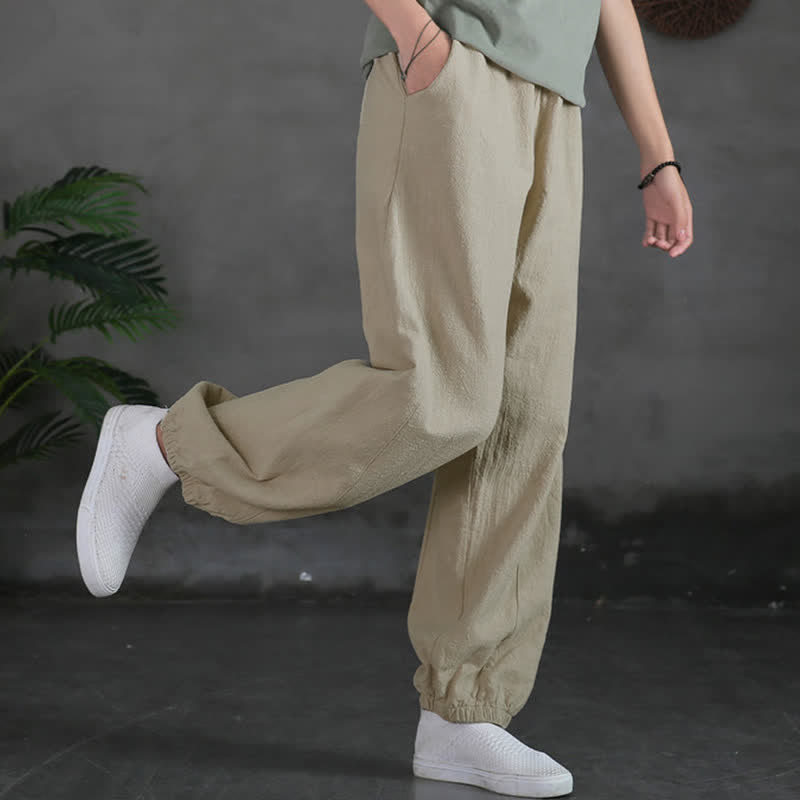 Buddha Stones Plain Color Ramie Linen Cotton Women's Pants With Pockets - image 13