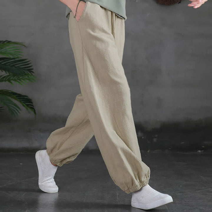 Buddha Stones Plain Color Ramie Linen Cotton Women's Pants With Pockets - image 17