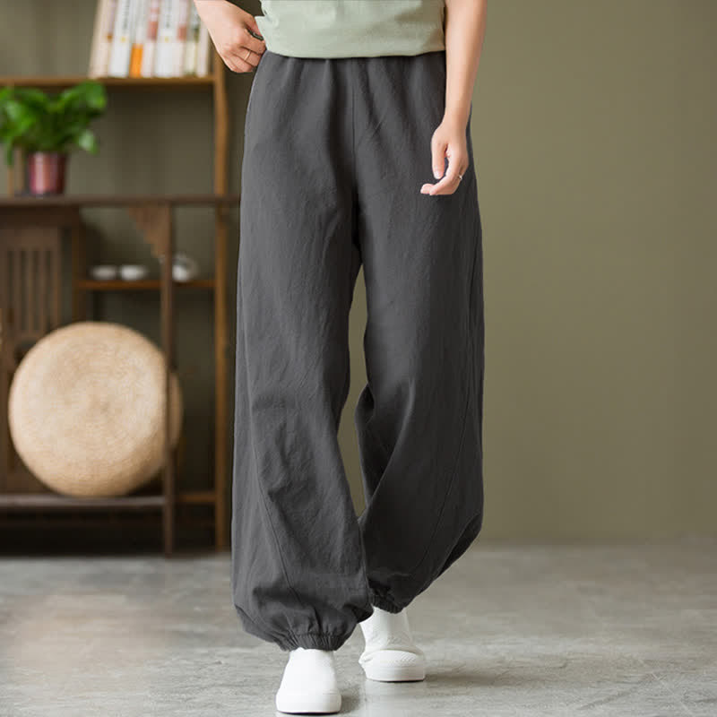 Buddha Stones Plain Color Ramie Linen Cotton Women's Pants With Pockets - image 2