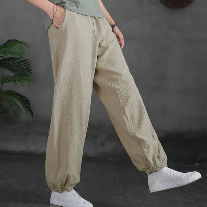 Buddha Stones Plain Color Ramie Linen Cotton Women's Pants With Pockets - image 15