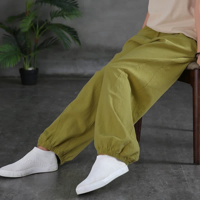 Buddha Stones Plain Color Ramie Linen Cotton Women's Pants With Pockets - image 23
