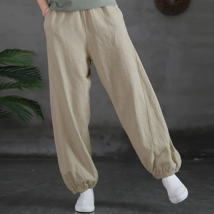 Buddha Stones Plain Color Ramie Linen Cotton Women's Pants With Pockets - image 16