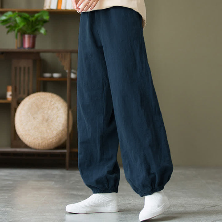 Buddha Stones Plain Color Ramie Linen Cotton Women's Pants With Pockets - image 54