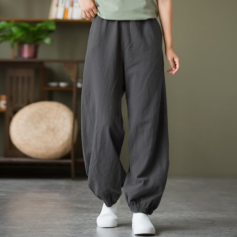 Buddha Stones Plain Color Ramie Linen Cotton Women's Pants With Pockets - image 5