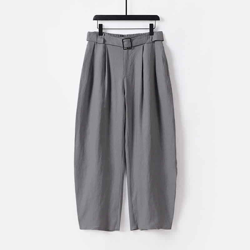 Buddha Stones Summer Zipper Elastic Waist Design Men's Cotton Linen Wide Leg Pants With Pockets - Gray - US/UK/AU56，EU66 (9XL) - image 10
