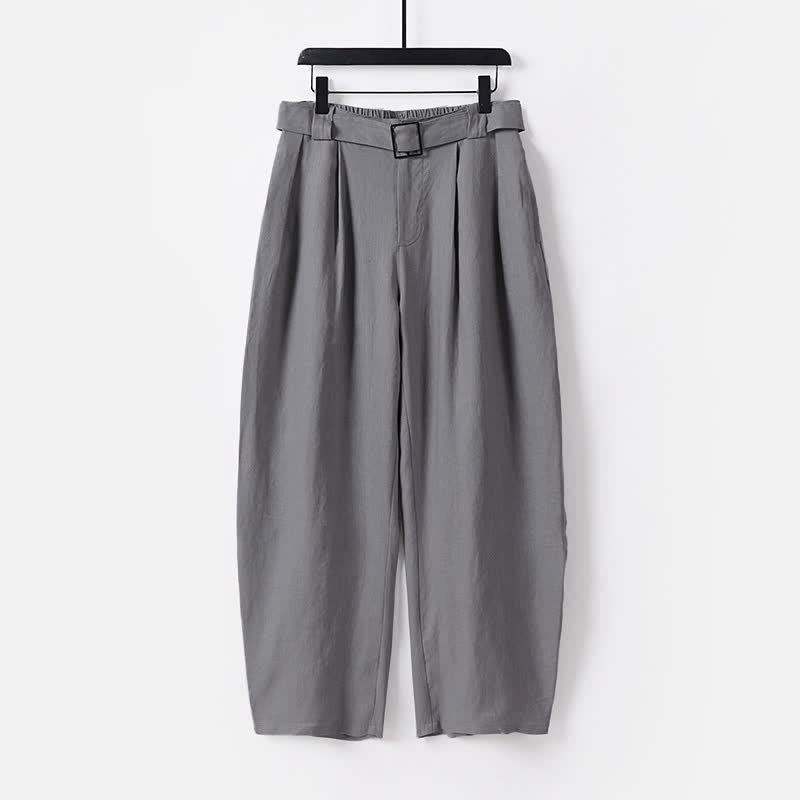 Buddha Stones Summer Zipper Elastic Waist Design Men's Cotton Linen Wide Leg Pants With Pockets - Gray - US/UK/AU56，EU66 (9XL) - image 10