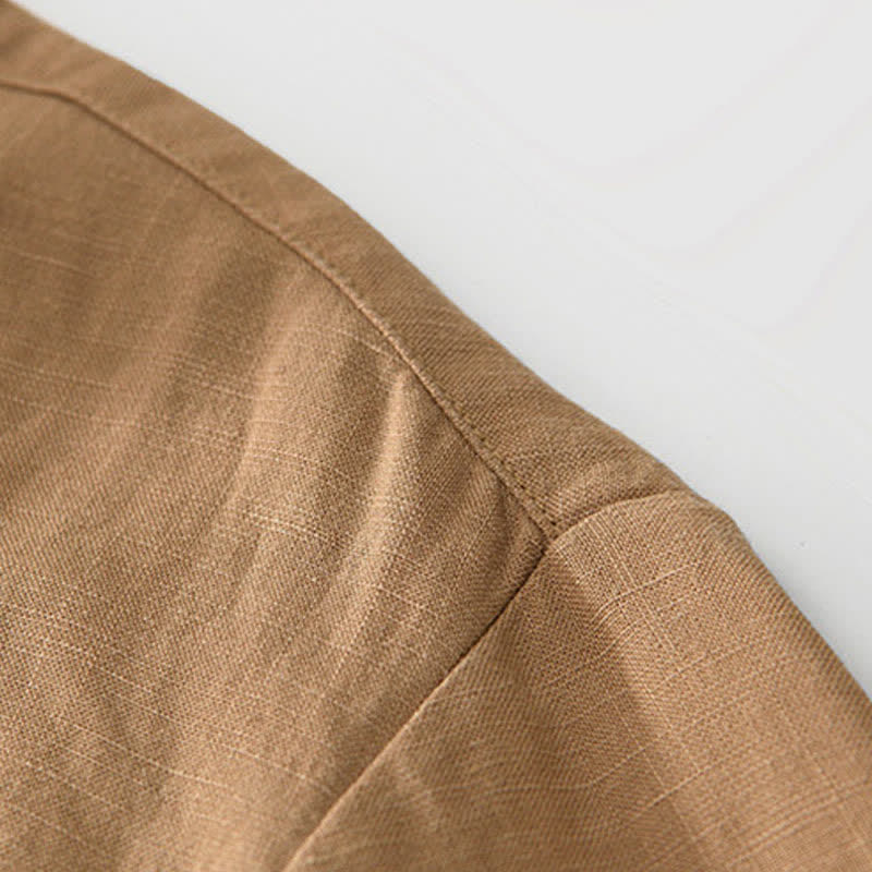 Buddha Stones Summer Casual Minimalist Quarter Zip Solid Men's Short Sleeve Shirts - image 11