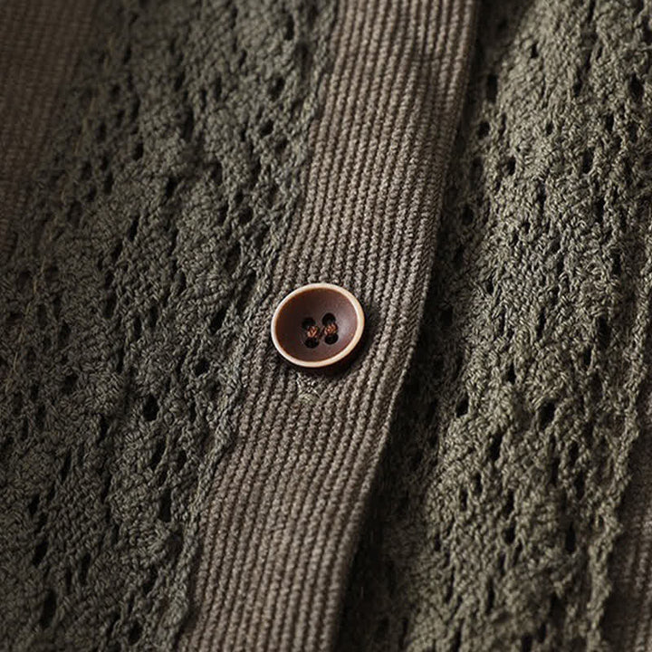 Buddha Stones Spring Fall Tang Style Vintage Button-Up Pleated Trim Solid Women's Long Sleeve Dress With Pocket - image 5
