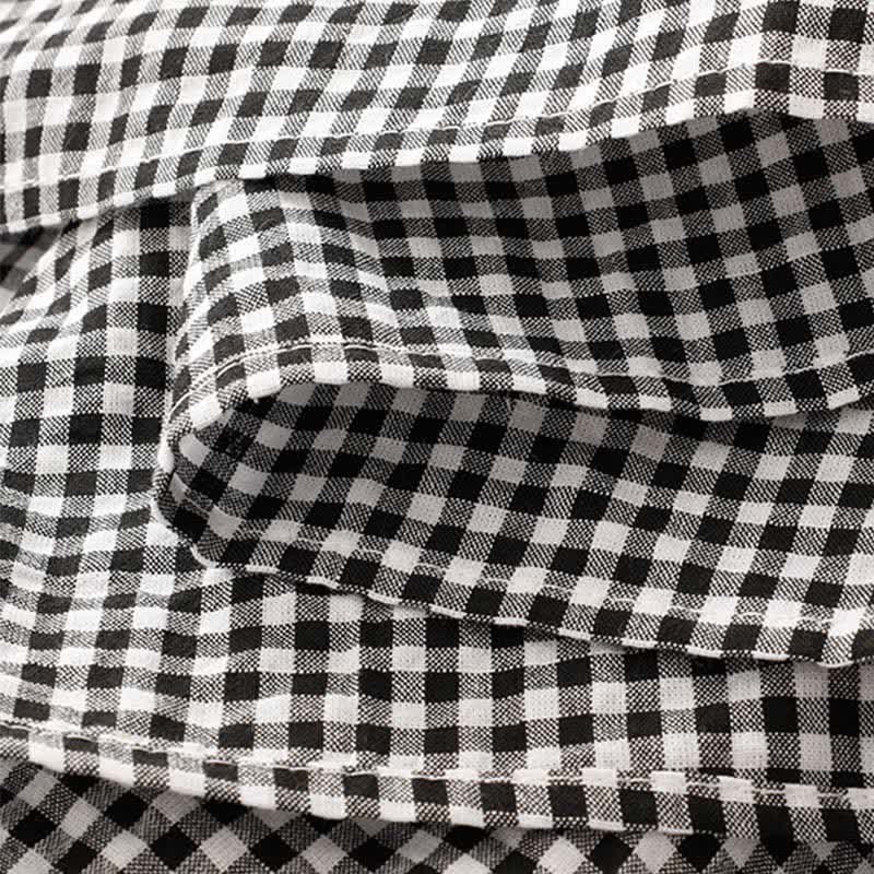 Buddha Stones Spring Fall Casual Vintage Tiered Plaid Women's Long Sleeve Dress With Pocket - image 9