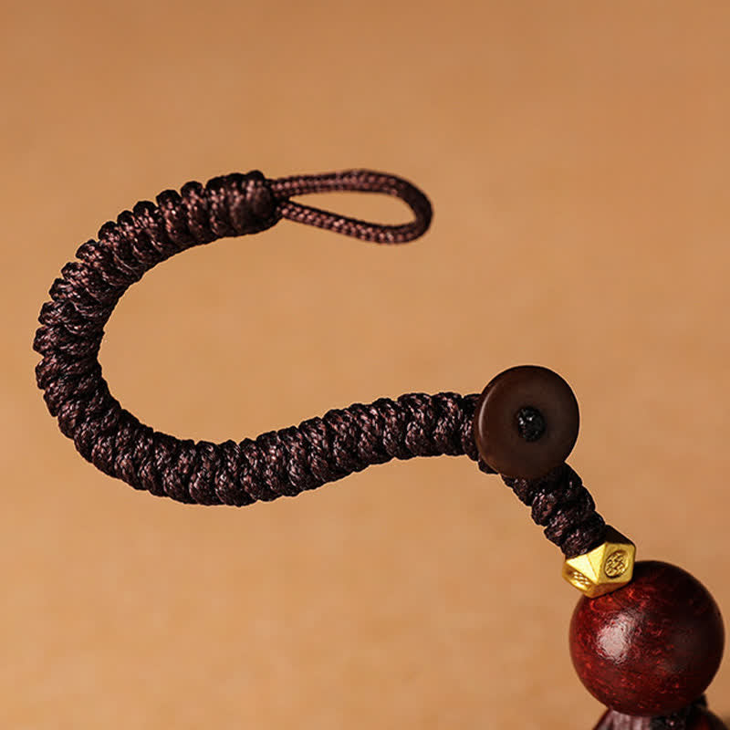 Buddha Stones Red Sandalwood Money Bag Om Mani Padme Hum Wisdom Fortune Keychains - image 5