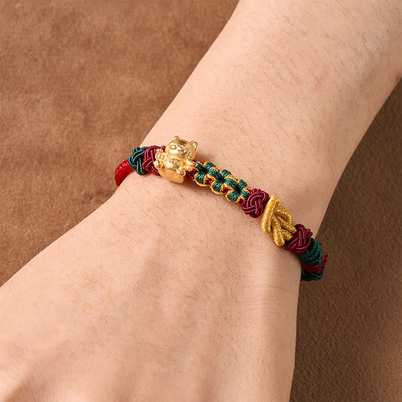 Buddha Stones Hand-Woven Red String Lucky Cat Protection Bracelet - image 10