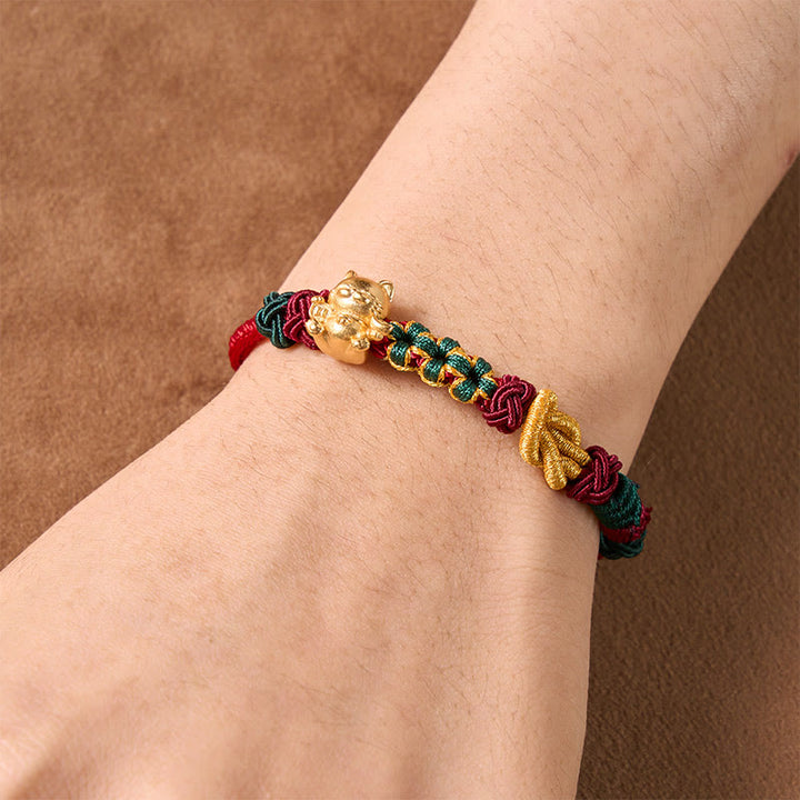 Buddha Stones Hand-Woven Red String Lucky Cat Protection Bracelet - image 10