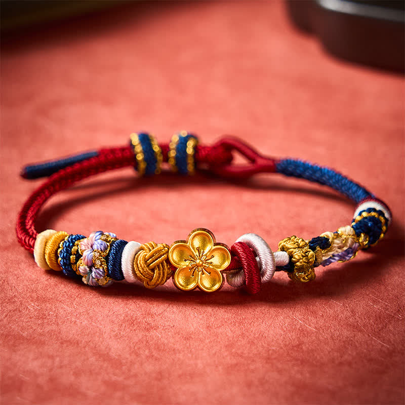 Buddha Stones Hand-Woven Peach Blossom Strength Red Navy String Bracelet - Red Navy(Wrist Circumference: 5.9-7.1 in / 15-18cm) - image 0